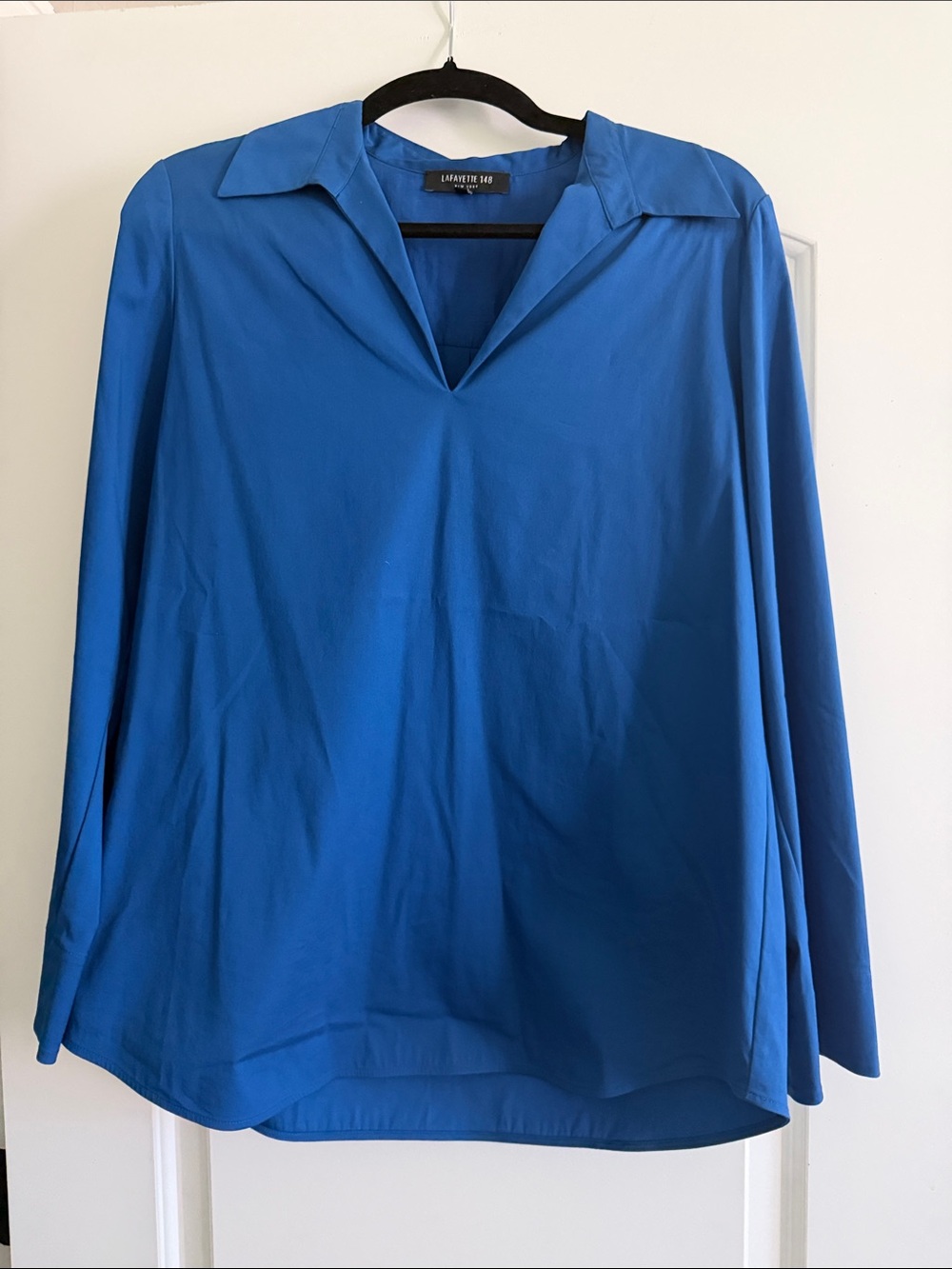 Lafayette 148 New York Cobalt Blue V-Neck Blouse
